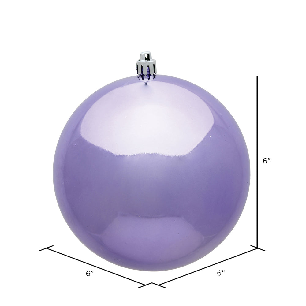 Vickerman 6" Lavender Shiny Ball Ornament 4 per Bag