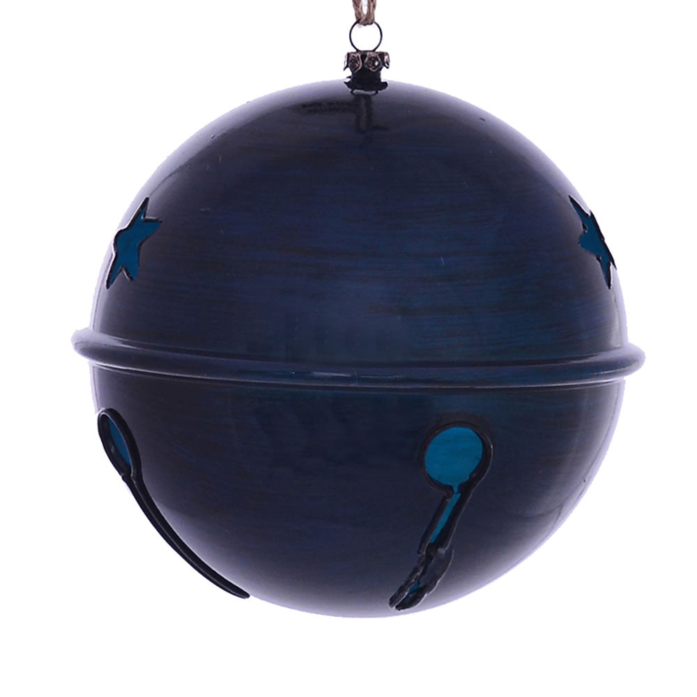 Vickerman 6" Midnight Blue Wood Grain Bell Christmas Ornament Pack of 2