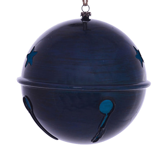 Vickerman 6" Midnight Blue Wood Grain Bell Christmas Ornament Pack of 2