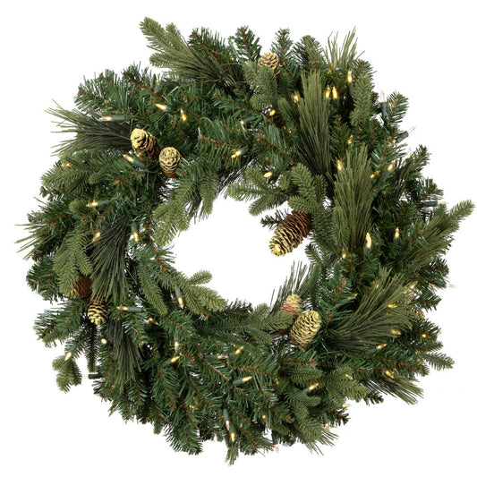 Vickerman 30" Emerald Mixed Fir Artificial Christmas Wreath with LED Warm White Lights