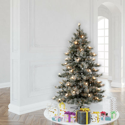 Vickerman 6.5' x 53" Flocked Cayce Pine Artificial Christmas Tree Warm White LED Lights