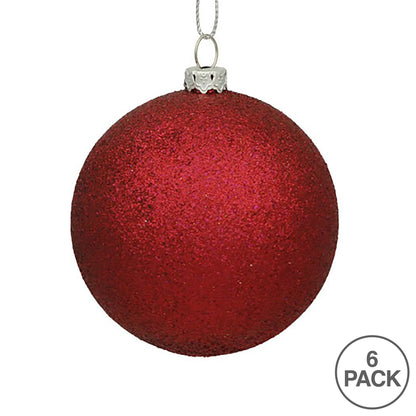 Vickerman 4" Wine Glitter Ball Ornament 6 per Bag