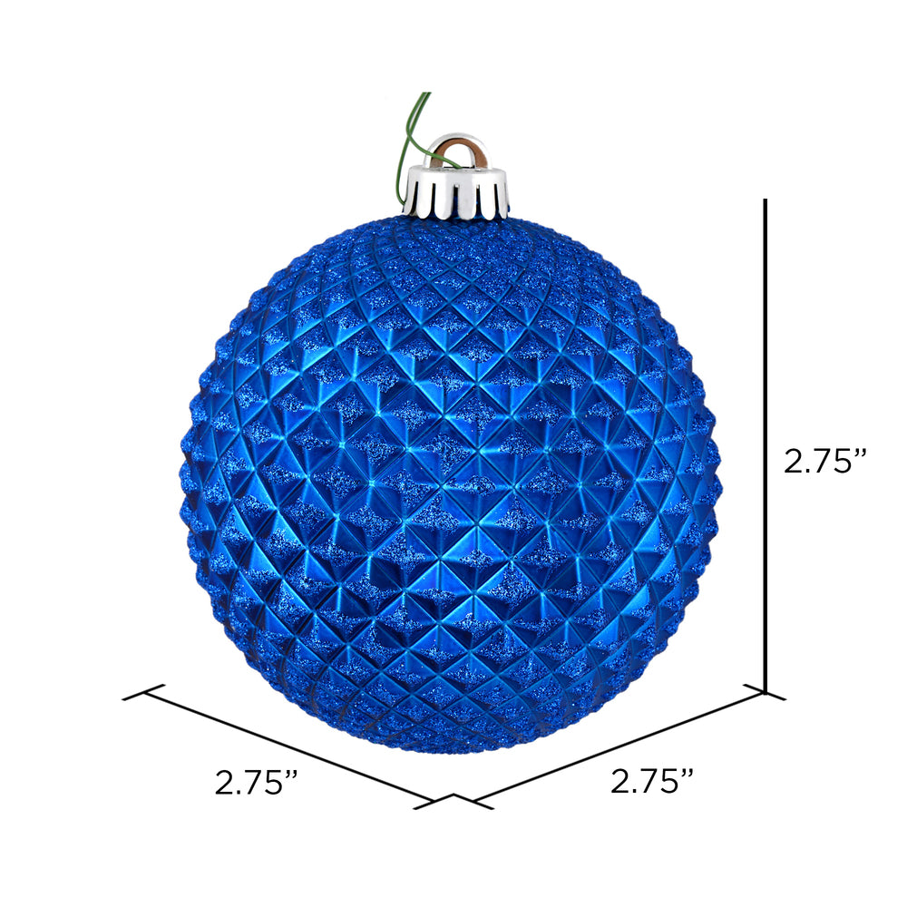 Vickerman 2.75" Blue Durian Glitter Ball Ornament 12 per Bag