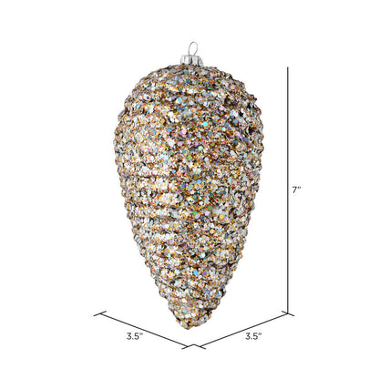 Vickerman 7" Multi-Colored Matte Glitter Pinecone Christmas Ornament 4 per set