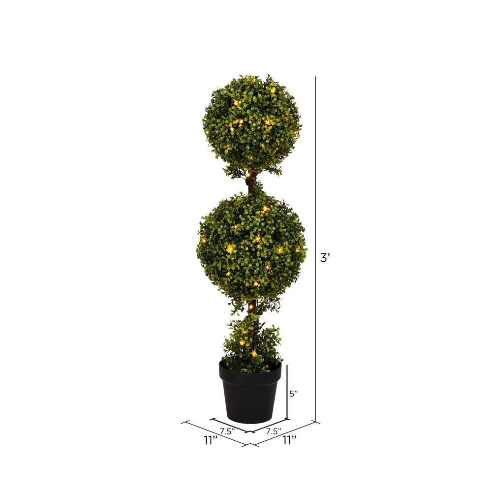 Vickerman 3' Artificial Double Ball Green Boxwood Topiary.