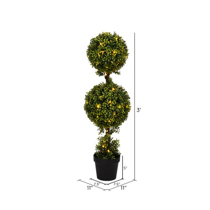 Vickerman 3' Artificial Double Ball Green Boxwood Topiary.