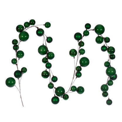 Vickerman 10' Green Assorted Finish Branch Ball Ornament Garland.