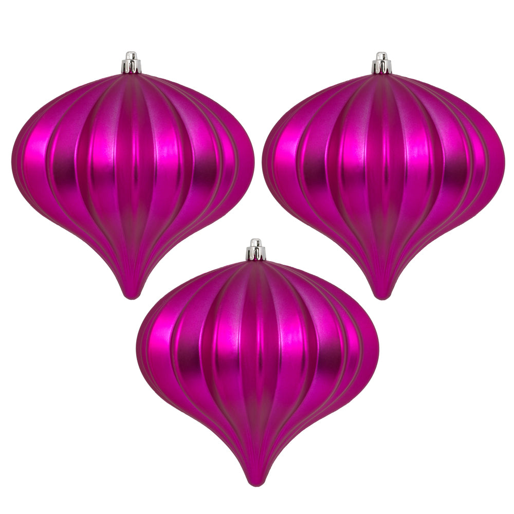 Vickerman 5.7" Fuchsia Matte Onion Christmas Ornament UV Treated with Wired Cap 3 per bag