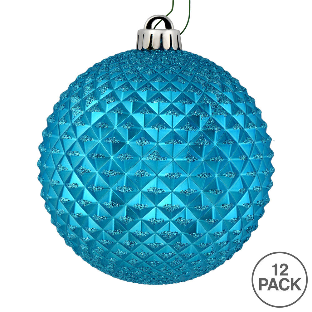 Vickerman 2.75" Turquoise Durian Glitter Ball Ornament 12 per Bag