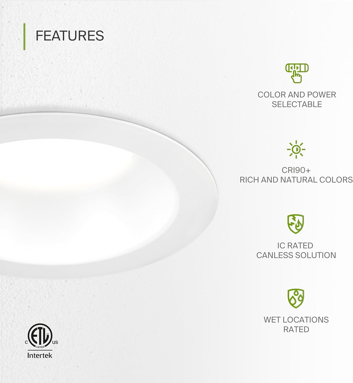 ASD Lighting LED Commercial Downlight Round 10inch 22/26/30/35/40W 120-277V 0-10V Dimmable 125Lm/W 2700/3000/3500/4000/5000K White ETL ES