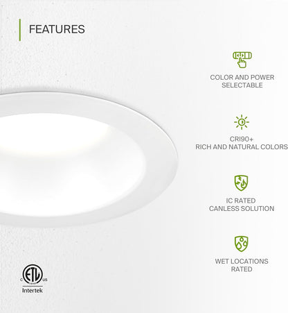 ASD Lighting LED Commercial Downlight Round 10inch 22/26/30/35/40W 120-277V 0-10V Dimmable 125Lm/W 2700/3000/3500/4000/5000K White ETL ES