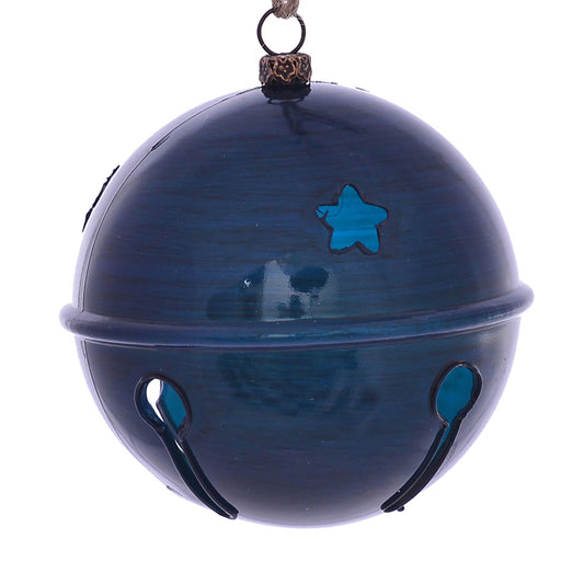 Vickerman 4" Midnight Blue Wood Grain Bell Christmas Ornament 6 per Bag