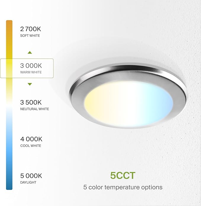 ASD Lighting LED Disk Light 6inch 15W 120V Triac 2700/3000/3500/4000/5000K Nickel UL