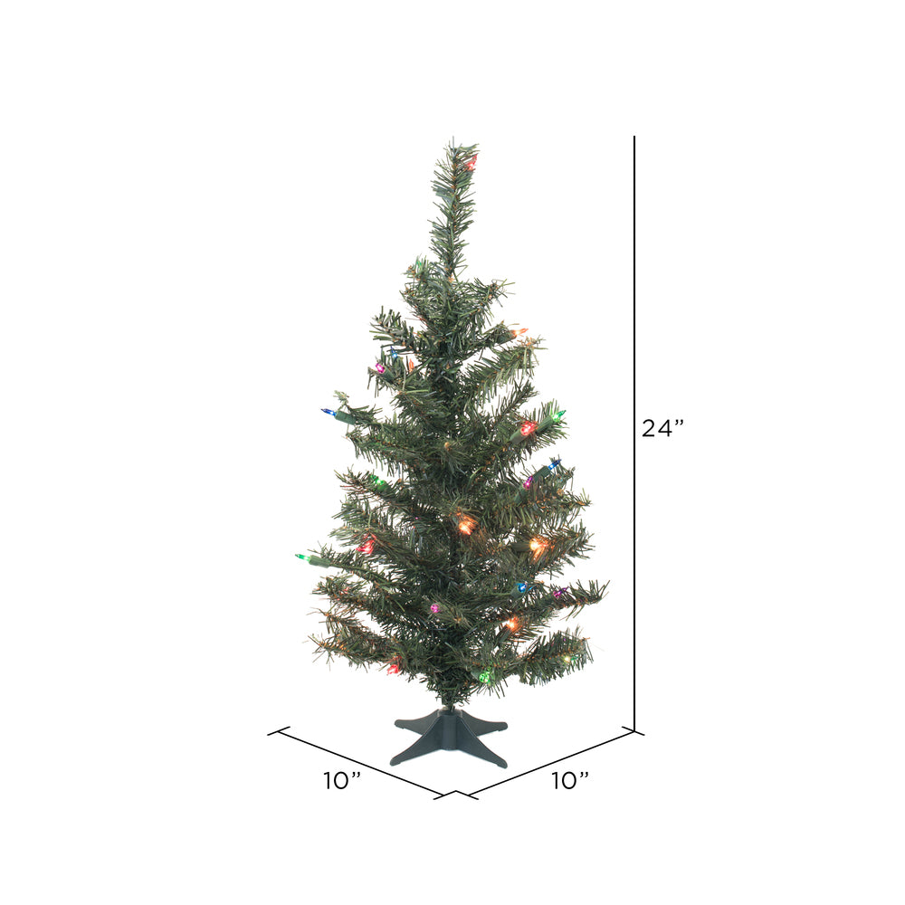 Vickerman 24" Canadian Pine Artificial Christmas Tree Multi-colored Dura-Lit LED lights