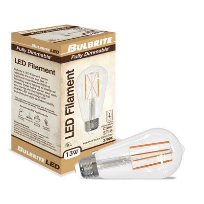Bulbrite 776987 13W LED ST18 5000K FILAMENT FULLY COMPATIBLE DIMMING
