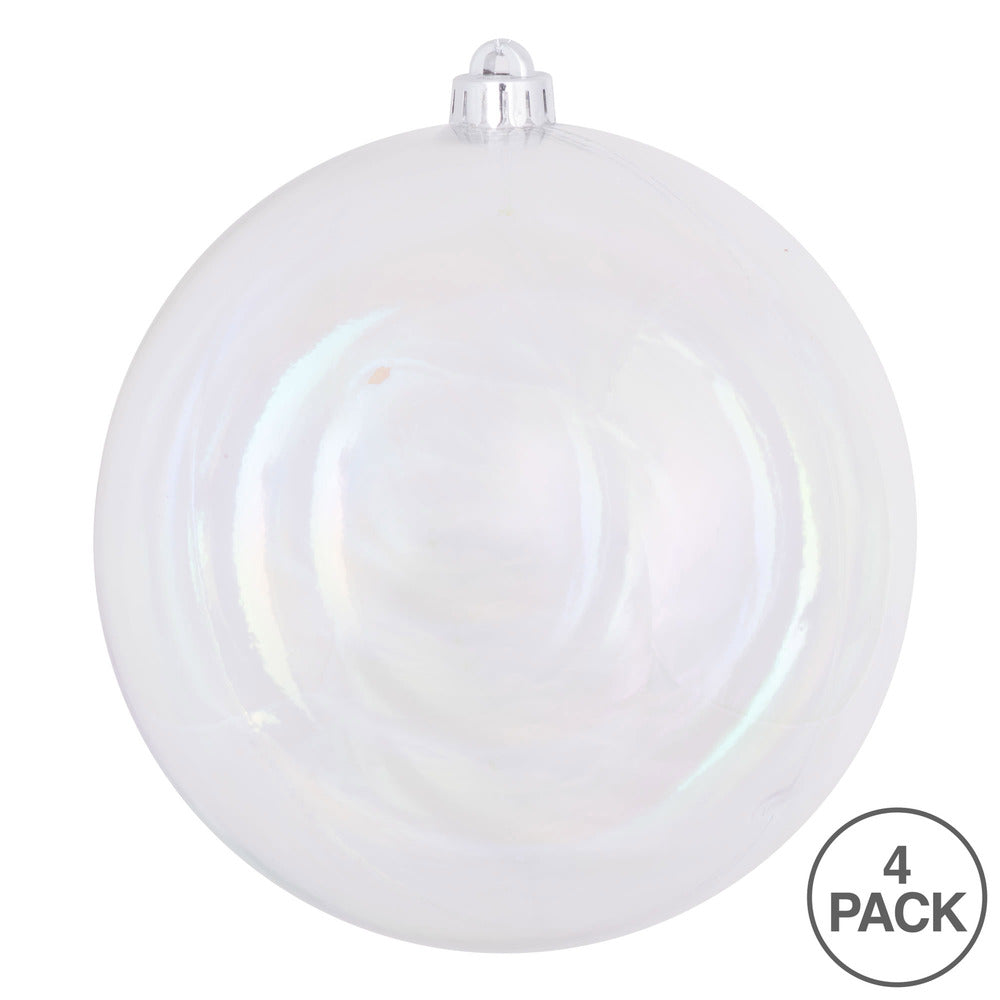 Vickerman 6" Clear Iridescent Ball Ornament 4 per Bag