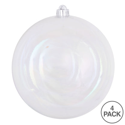 Vickerman 6" Clear Iridescent Ball Ornament 4 per Bag