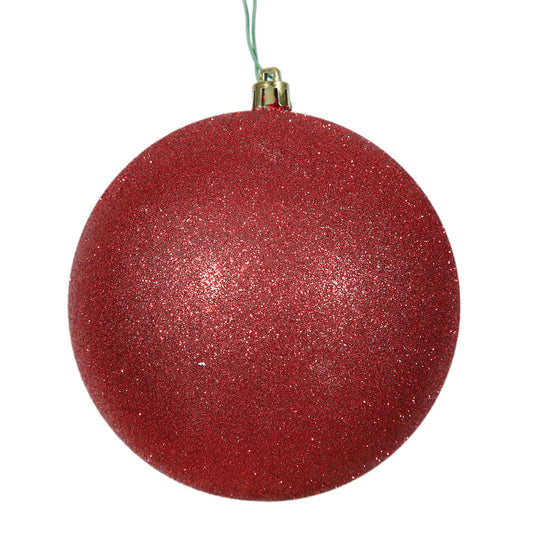 Vickerman 6" Red Glitter Ball Ornament 4 per Bag