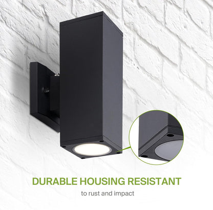 ASD Lighting LED Outdoor Wall Cylinder Square Up and Down 18W 120V 3000/4000/5000K with Photocell Black ETL