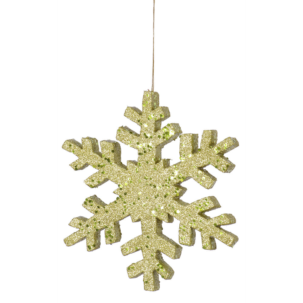 12" Glittered Snowflake Lime