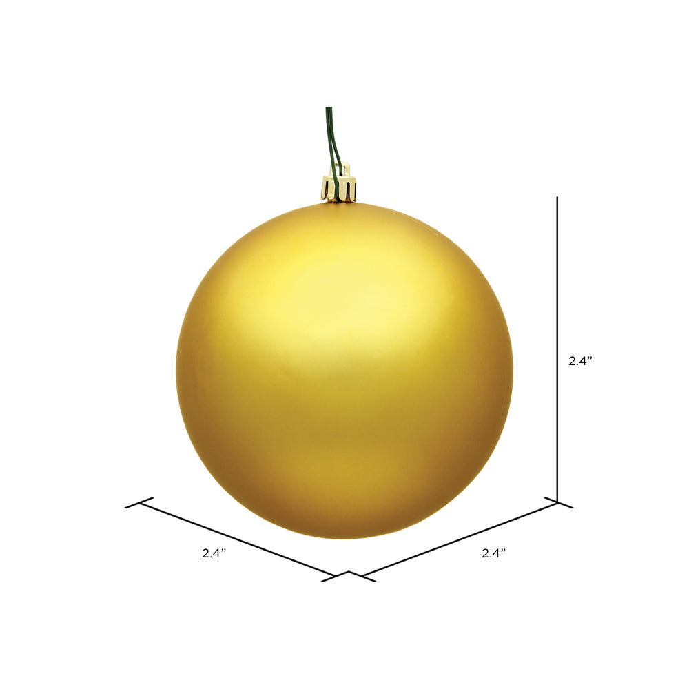 Vickerman 2.4" Honey Gold Matte UV Treated Ball Ornament with Drilled and Wired Cap 24 per Bag