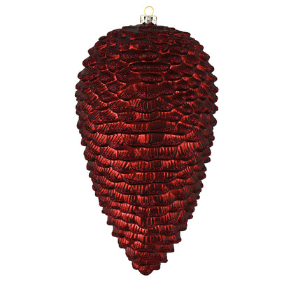 Vickerman 7" Burgundy Matte Glitter Pinecone Christmas Ornament 4 per set