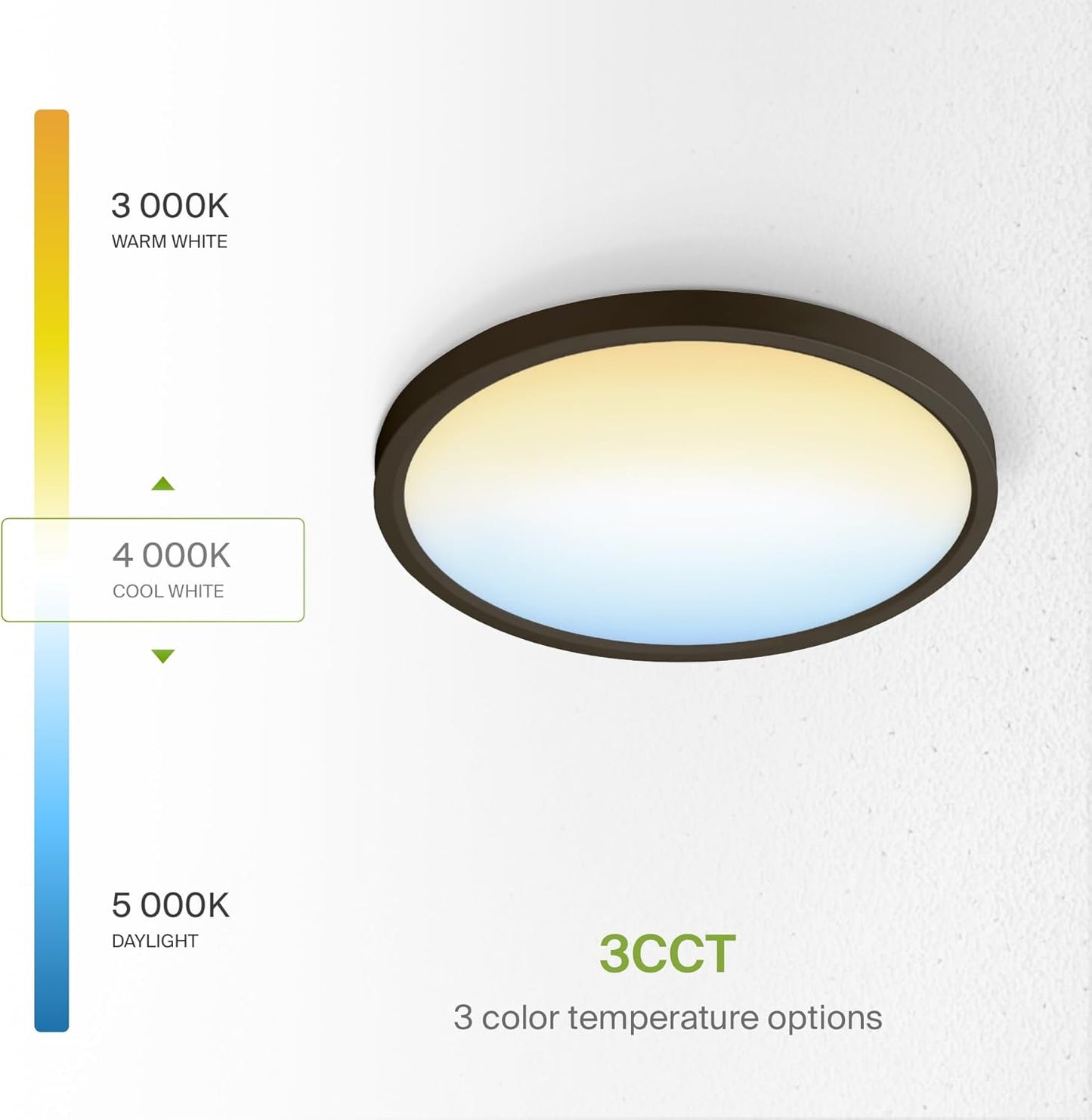 ASD Lighting LED Round Surface Mini Panel 9" 18W 120V CCT Selectable 3000/4000/5000K Dimmable Oil Rubbed Bronze ETL Energy Star 6pack