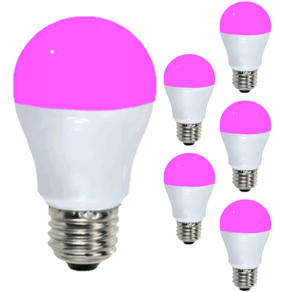 Damar A15 LED Pink Light Bulb 5W 140 Lumen E26 Medium Screw Base for Party Decoration Holiday Lighting Small Light Bulb 120V White Finish Turns Pink When Lit Pack of 6