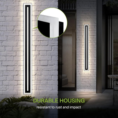ASD Lighting LED Outdoor Wall Sconce with Center Light 72" 40W 120-277V CCT Selectable 3000/4000/5000K Dimmable Black ETL