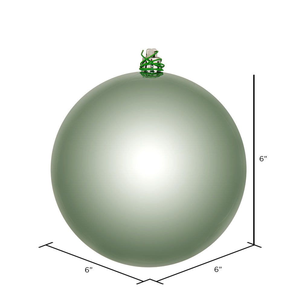 Vickerman 6" Frosty Mint Shiny Ball Ornament 4 per Bag