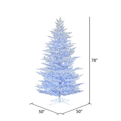 Vickerman 6.5' x 50" Flocked Cedar Pine Artificial Christmas Tree Low Voltage LED Pure White Wide Angle 3mm Lights