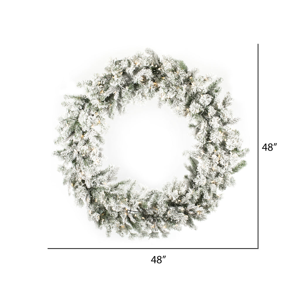 Vickerman 48" Flocked Kiana Artificial Christmas Wreath Warm White Dura-Lit® LED Mini Lights