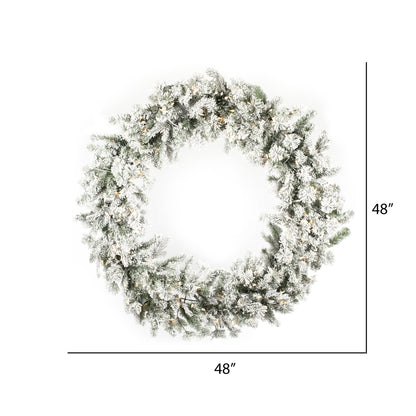 Vickerman 48" Flocked Kiana Artificial Christmas Wreath Warm White Dura-Lit® LED Mini Lights