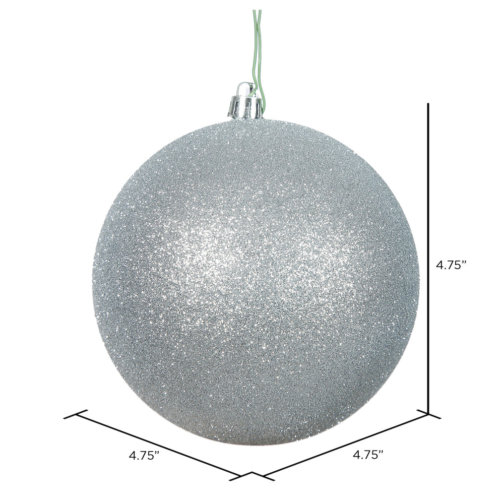 Vickerman 4.75" Silver Glitter Ball Ornament 4 per Bag