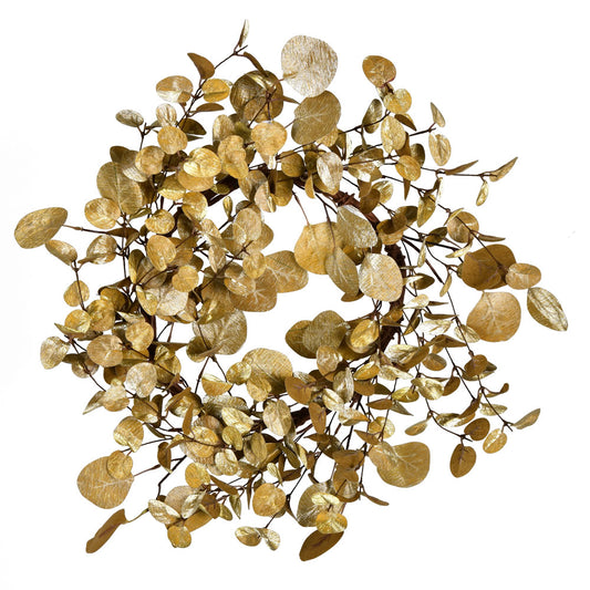 Vickerman 22" Gold Eucalyptus Artificial Christmas Wreath Unlit