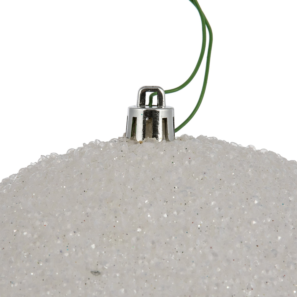 Vickerman 6" White Beaded Ball Ornament 4 per Bag