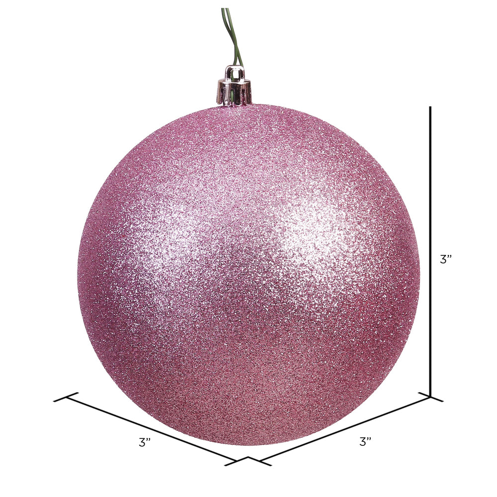 Vickerman 3" Mauve Glitter Ball Ornament 12 per Bag