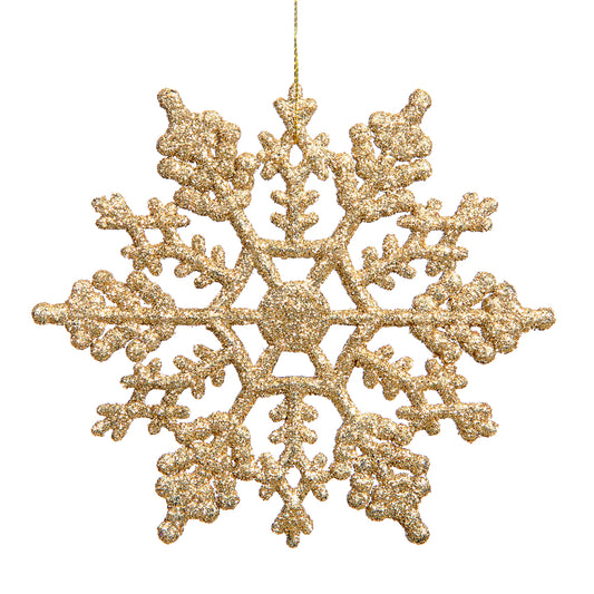Vickerman 8" Antique Gold Glitter Snowflake Christmas Ornament 12 per Box