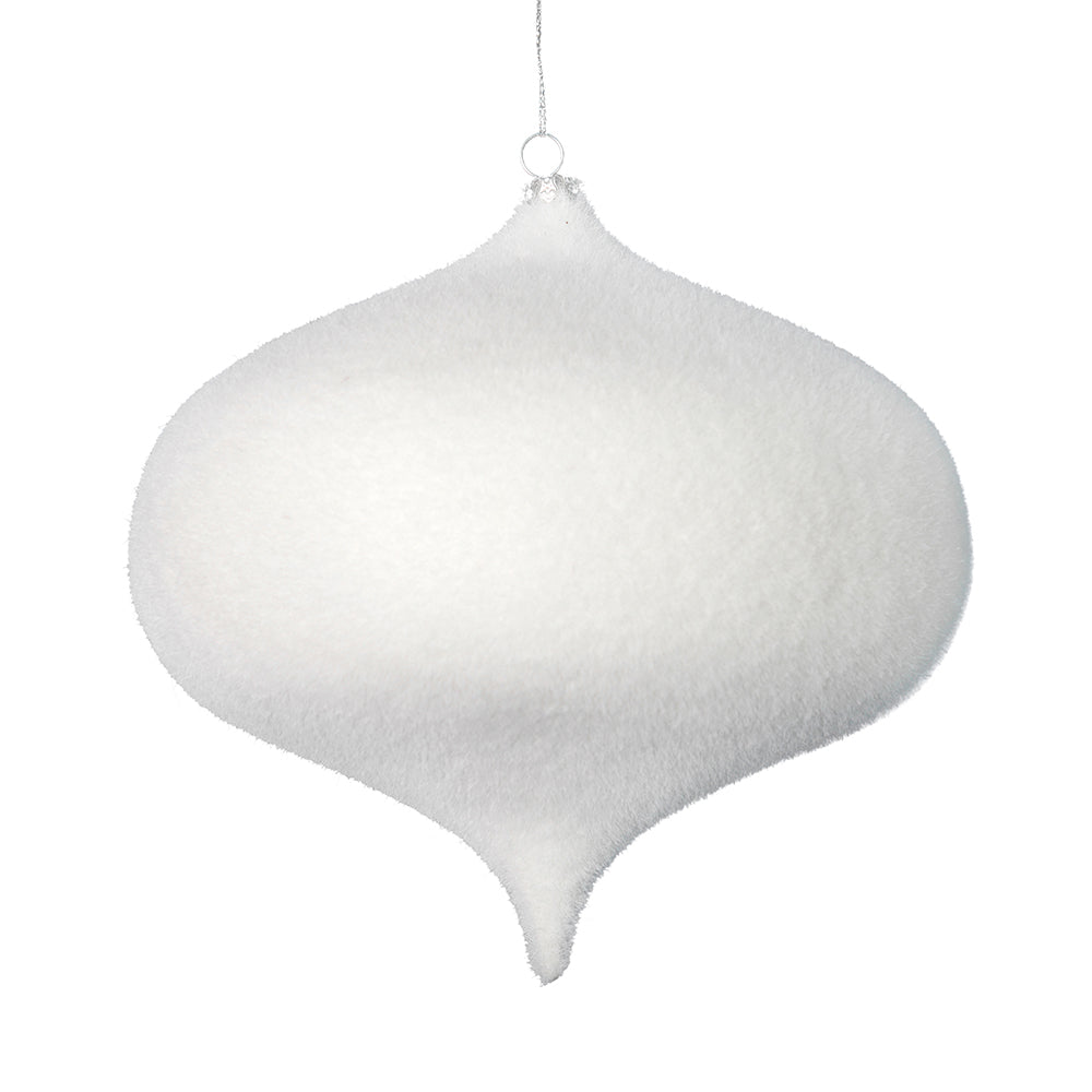 Vickerman 6" White Flocked Onion Christmas Ornament 4 per Bag