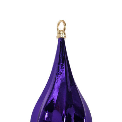 Vickerman 41" Plum Shiny Finial. This large ornament is an eye catching addition to any holiday decorating project. It features a metal hook for hanging. Made with shatterproof plastic.
