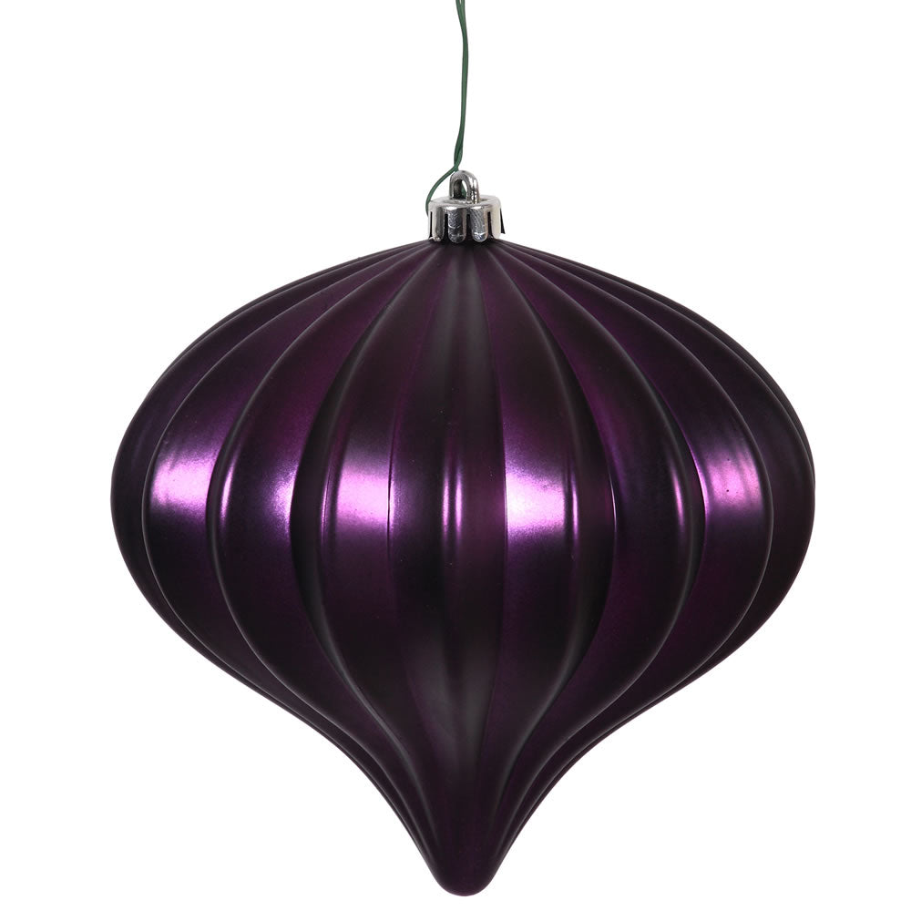 Vickerman 5.7" Plum Matte Onion Christmas Ornament UV treated Set of 3