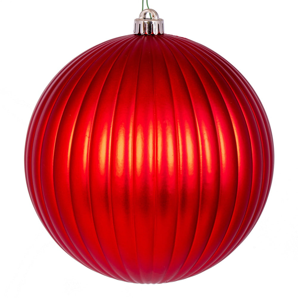 Vickerman 8" Red Matte Lined Ball Ornament 1 per Bag.