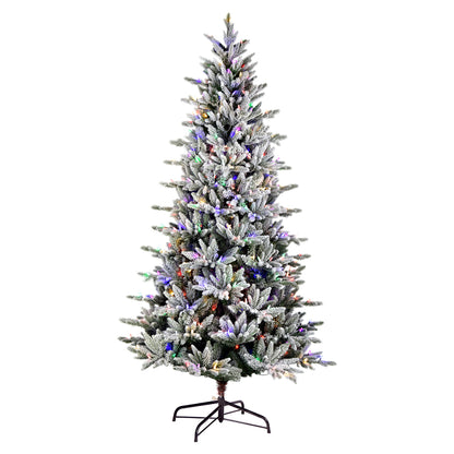 Vickerman 6.5' x 38" Flocked Vail Pine Artificial Christmas Tree Multi-colored Dura-Lit® LED Lights