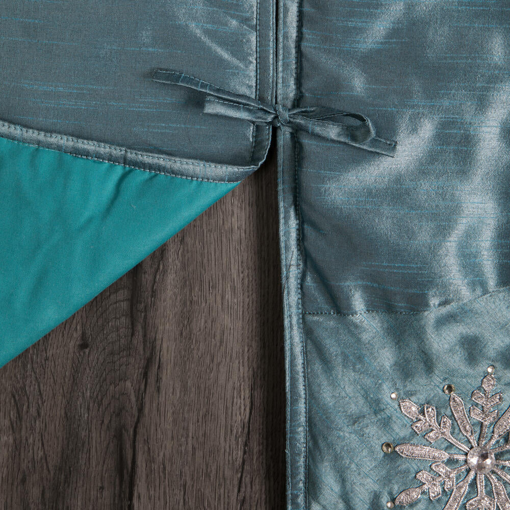 Vickerman 52" Teal Snowflake Christmas Tree Skirt