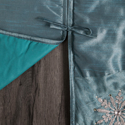 Vickerman 52" Teal Snowflake Christmas Tree Skirt