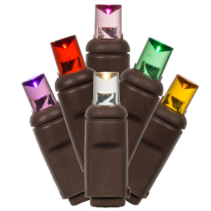 Vickerman 50 Multi-Colored LED light on Brown Wire 25' Christmas Light Strand.