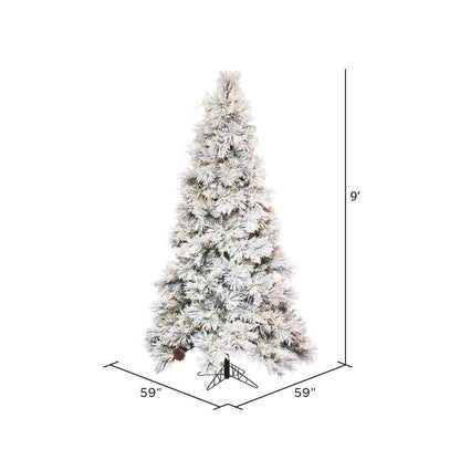 Vickerman 9' x 59" Flocked Atka Slim Tree Warm White Wide Angle 3mm Low Voltage LED lights.