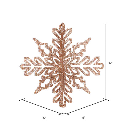 Vickerman 6" Café Latte 3D Glitter Snowflake Christmas Ornament Set of 3