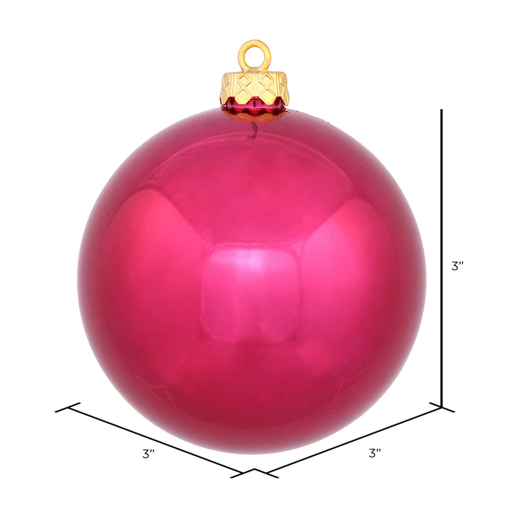 Vickerman 3" Wine Shiny Ball Ornament 12 per Bag