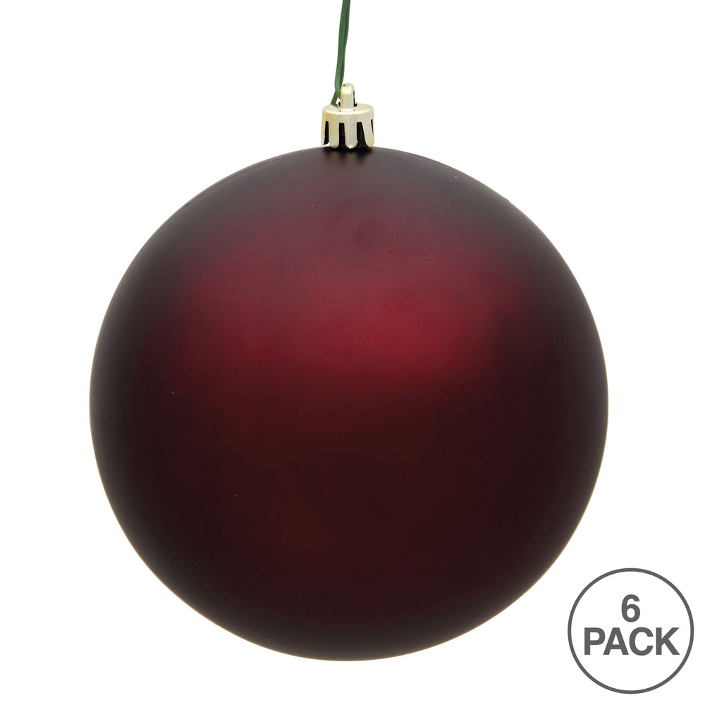 Vickerman 4" Burgundy Matte Ball Ornament 6 per Bag